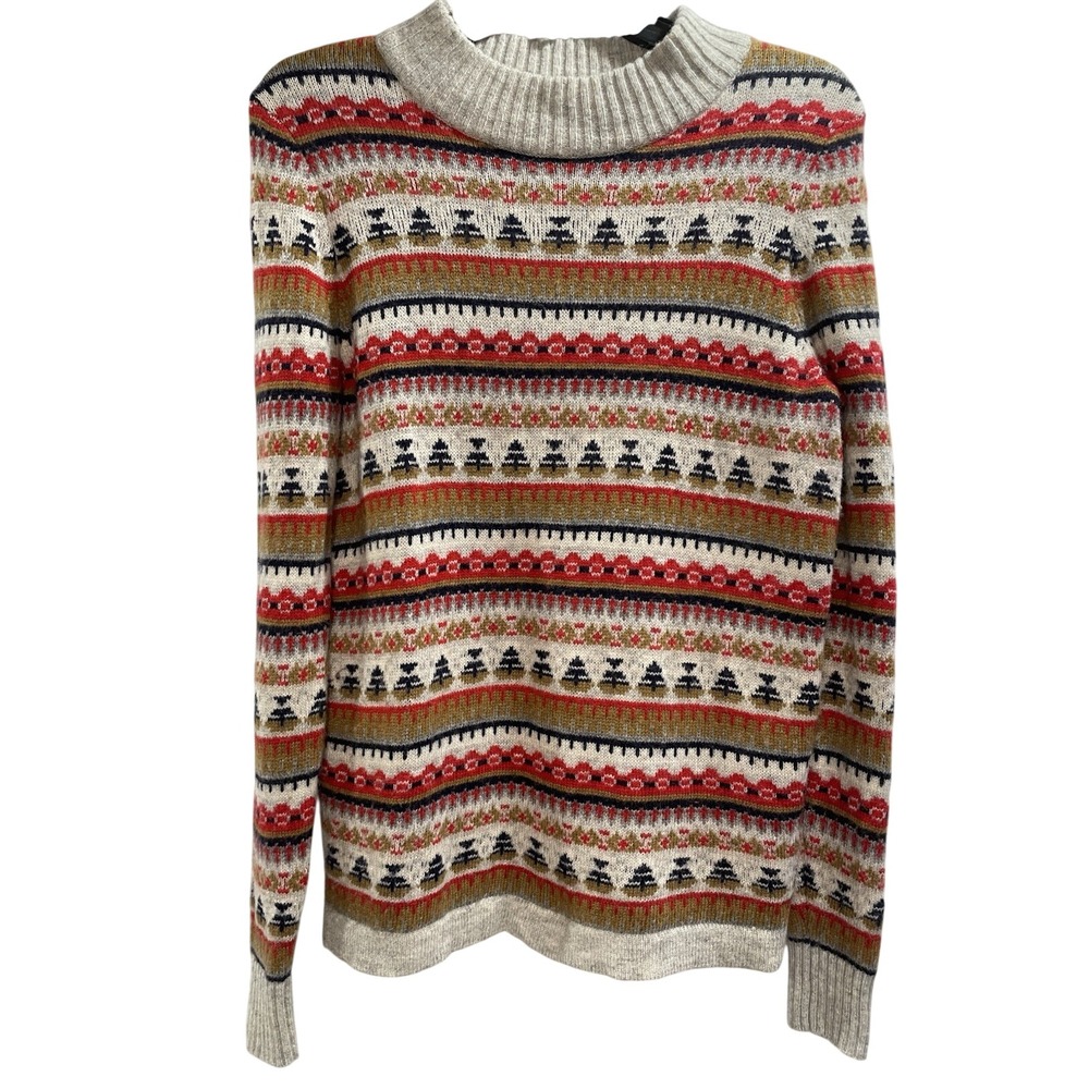 J Crew Wool Sweater Women's XS Mock Neck Blue